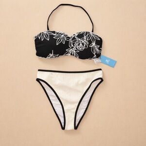New Cupshe medium Black and cream bikini Swimwear